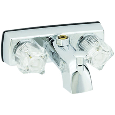 AMERICAN BRASS J51-O RV Metallic Tub/Shower Diverter Faucet w Crystal Handles&No Shower 4"-Chrome Riser Adapter J51-O